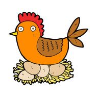 cartoon hen on eggs N8