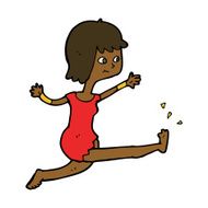 cartoon happy woman kicking N8