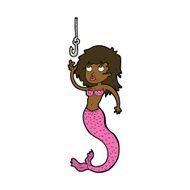 cartoon mermaid and fish hook N9