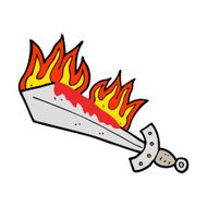 cartoon flaming sword N19