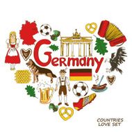 German symbols in heart shape concept