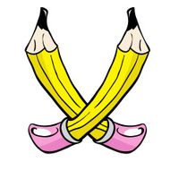 two yellow cartoon pencils