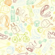 Color Sport and fitness seamless doodle pattern