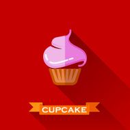 vector illustration with a sweet cupcake in flat design style