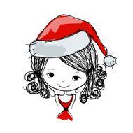 Santa girl portrait sketch for your design N16