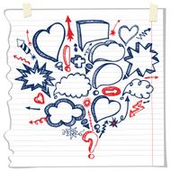 Speech Bubbles arrow composition Doodle sketchy notepaper