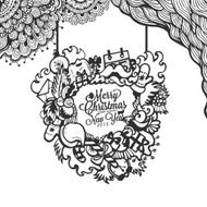 Christmas and happy new year doodle with typography N3