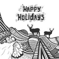 Christmas and happy new year doodle sketch with typography