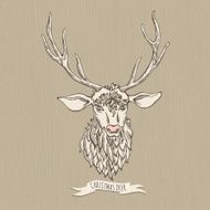 Hand drawn doodle Christmas deer
