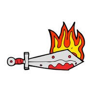 cartoon flaming sword N20