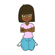 cartoon woman kneeling N8