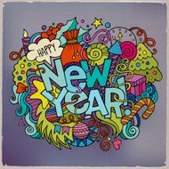 New year hand lettering and doodles elements background N3