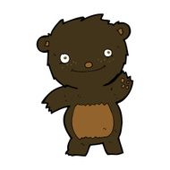 cartoon waving black bear cub N32