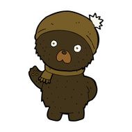 cartoon cute black bear in winter hat and scarf N4