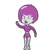 cartoon robot woman waving N14