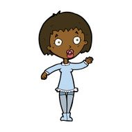 cartoon waving woman N106