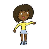cartoon waving woman N107