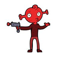 cartoon alien with ray gun N8