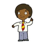 cartoon school boy answering question N38