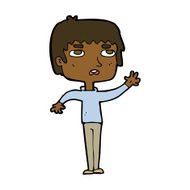 cartoton unhapy boy waving N11