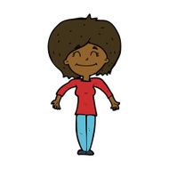 cartoon woman shrugging shoulders N376