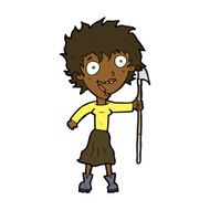cartoon crazy woman with spear N8