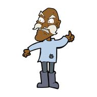 cartoon angry old man in patched clothing N8