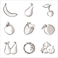 Outline fruits set