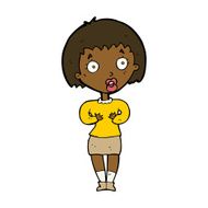 cartoon woman making Who Me? gesture N36