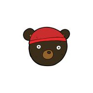 cartoon black bear cub wearing hat N4