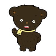 cartoon black bear waving N7