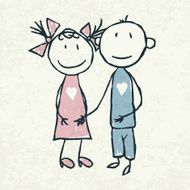 Couple in love Doodles illustration vector