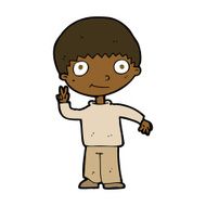 cartoon boy giving peace sign N8