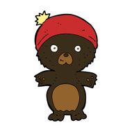 cartoon cute black bear in hat N4