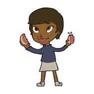 cartoon woman eating hotdogs N6