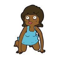cartoon woman on all fours N16
