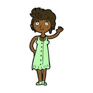 cartoon hippie woman waving N7