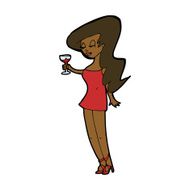 cartoon woman at party N15
