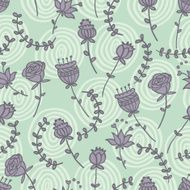 Vector seamless doodle pattern with cute flowers and hand drawn N2