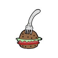 cartoon fork and burger N4