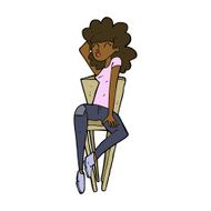cartoon woman posing on chair N18