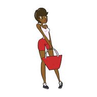 cartoon attractive woman shopping N8