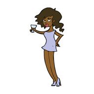 cartoon woman at party N16
