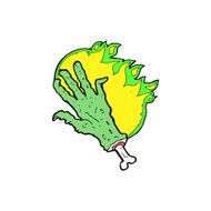 cartoon gross flaming zombie hand N4