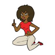 cartoon sitting woman with idea N8