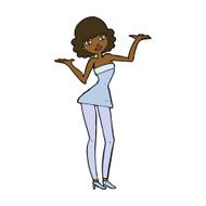 cartoon woman in cocktail dress N15
