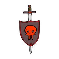 cartoon heraldic shield with skull N4