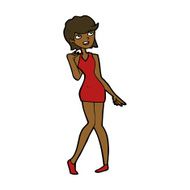 cartoon woman in cocktail dress N16