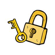 cartoon padlock and key N8