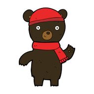 cartoon waving black bear N47